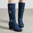 thumbnail image 2 of Bottes Mode en Denim pour Femmes à Talon Carré Chaudes, Décontractées, à Tige Longue, 2 of 9