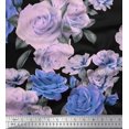 thumbnail image 1 of Soimoi Tissu en Rayonne Imprimé Feuilles et Roses par Yard 56 Pouces de Large, 1 of 3