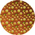 thumbnail image 1 of Ahgly Company Tapis Rond Lavable en Machine Intérieur Transitionnel Jaune, 5 Pieds Rond, 1 of 7