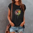 thumbnail image 2 of WEIYLL Womens Tshirt Cap Sleeve Summer Loose Fit Black Tee Sizes L, 2 of 4