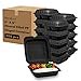 thumbnail image 3 of KARAT EARTH Clamshell Take Out Food Containers [8"x8" - 200 ct] To Go Containers | 3 Compartment, Soak-Resistant, Durable, Stackable | Vented for Hot/Cold Foods, Black, 3 of 4