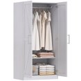 thumbnail image 1 of Armoire Garde-Robe Style Ferme avec Portes de Grange - Armoire Penderie Effet Bois Blanc 32 Pouces pour Rangement et Organisation de Chambre - Tringle Incluse, 1 of 7