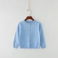 thumbnail image 2 of aohooy Girls Long Sleeve Cardigan Sweater Todder Infant Open Front Button Closure Knitted Cable Cardigans Tops 6M-5Y Sky Blue,130, 2 of 4