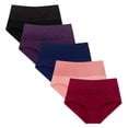 thumbnail image 1 of cfhntfmh 5pc Womens Cotton Underwear Stretchy High Waisted Plus Size Panties Breathable Solid Color Full Coverage Briefs, 1 of 4