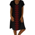 thumbnail image 2 of GZWYHT Robes d'Été, Robes pour Femmes 2025 Style d'Été pour Femmes Col en V Imprimé Coton et Décontracté Grande Taille Robe pour Dames Robes Midi, Robes en Lin, Robe Noire, Commodes en Liquidation 2TG, 2 of 6