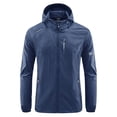 thumbnail image 1 of TIMIFIS Mens Jacket Waterproof with Hooded Hiking Coat Lightweight Windbreaker Zip Jacket Sun Protection Work Coat Windbreaker for Hiking Travel-Dark BlueFall, 1 of 3