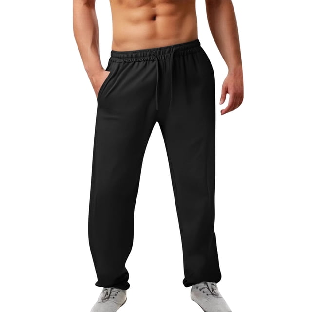 asjyhkr Sweatpants for Men Elastic Waist Drawstring Stretch Jogger Running Athletic Workout Pants with Pockets