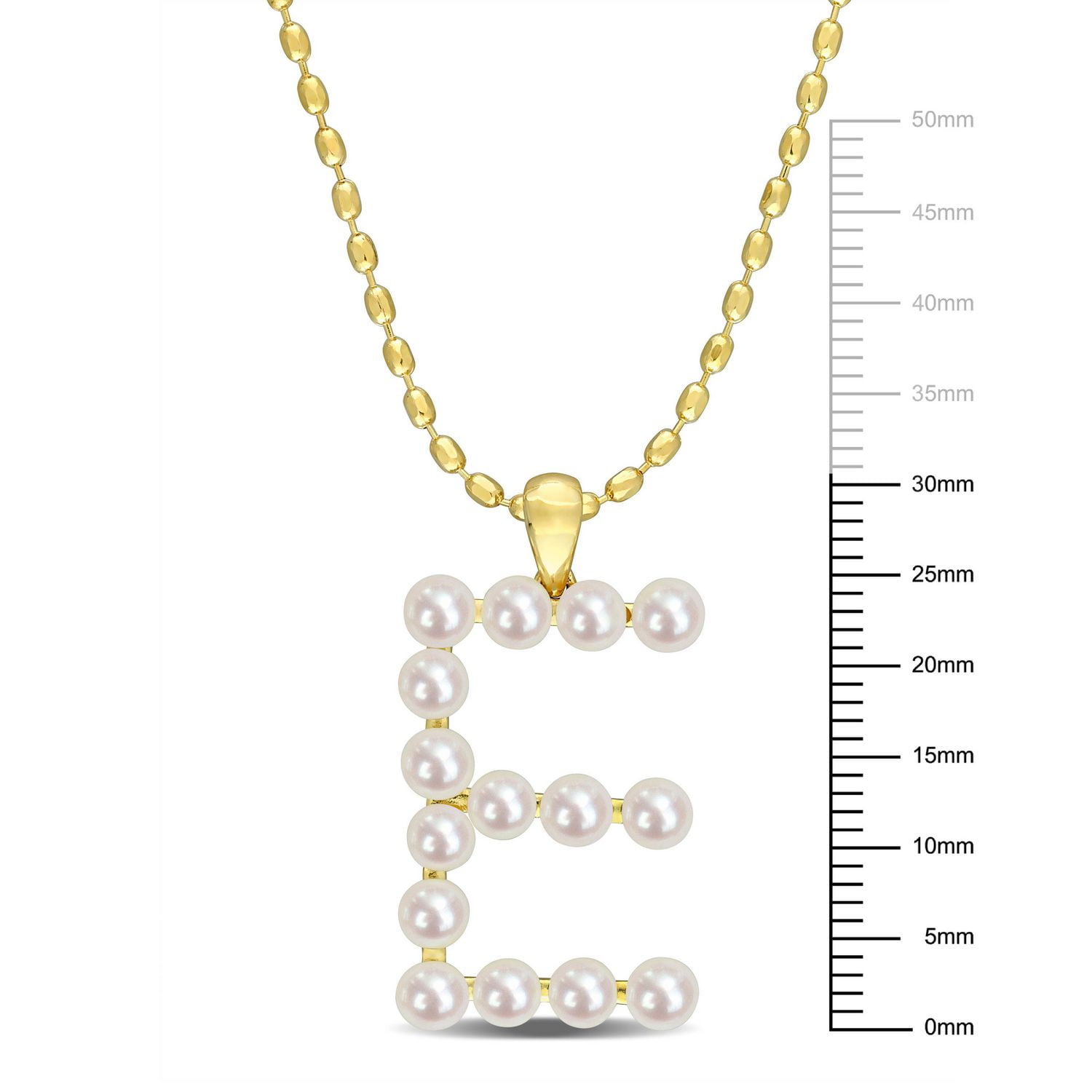Collier initiale de Miabella avec perles culture d'eau douce en argent sterling plaqué en jaune
