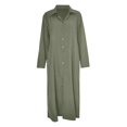 thumbnail image 4 of Bramtres Robes Maxi, Robes de Vacances, Robe Chemise Longue Décontractée pour Femme en Coton et Lin à Boutons avec Poches, Longues Robes, Robe à Manches Longues, Robes Modestes, Vert 1 Robe, 3TG, 4 of 4