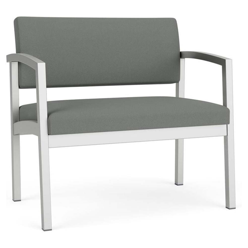 Chaise d'Attente pour Réception Bariatrique en Acier Lenox / Acier Argenté / Gris Pâle