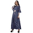thumbnail image 4 of Moomaya Printed High Low Crop Top Kurti Palazzo Set Ethnic Indian Clothing Set For Womens, 4 of 8