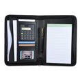 thumbnail image 1 of Portable Professional Business Portfolio Padfolio Folder Document Case Organizer A5 PU Leather Zippered Closure with Calculator Card Holder Memo Note Writing Pad, 1 of 7
