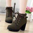 thumbnail image 4 of EGNMCR Bottines pour Femmes Femmes Rétro Talon Épais Chaussures à Talons Hauts Grande Taille à Lacets, 4 of 6