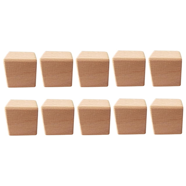 Abbracc 10Packs Wood Blocks Rods Cubes Square Wooden Shapes for DIY Woodworking Modeling 3.5CM