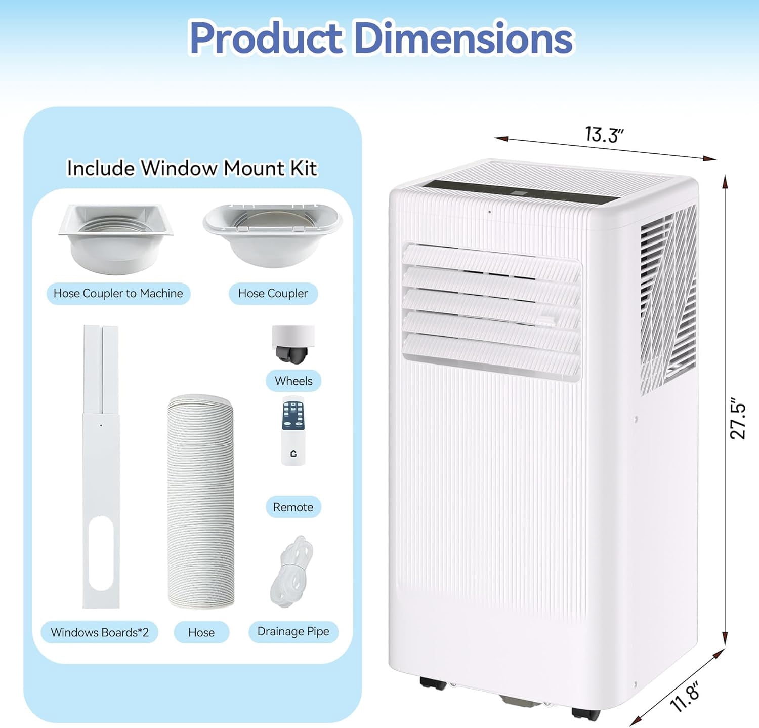 QinaQin 10000 BTU Portable Air Conditioner, 3-In-1 Standing AC, White
