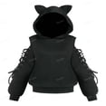 thumbnail image 1 of LNGOOR ROSEGAL Cute Fall Winter Women Colorblock Jacket Cat Ear Ribbed Hooded Warm Long Sleeve Zipper Coat 4XL Outwear Tops New Arrival, 1 of 6