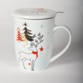 thumbnail image 2 of Tasse en Porcelaine « Noël dans la Forêt » avec Couvercle, Filtre et Passoire, 2 of 3