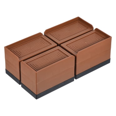 Unique Bargains 3 Inch Furniture Risers Rectangle Bed Lifters Adjustable Stackable Couch Riser, Brown 4 Pack