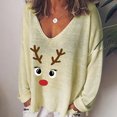 thumbnail image 2 of Mode Femme Décontractée Imprimé Col en V Ample Manches Longues T-shirt Haut Blouse Chandail, 2 of 9