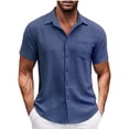 thumbnail image 1 of Chemises pour Hommes, Chemise Décontractée pour Hommes à Col en V, Manches, Chandail Respirant, Blouse, Hauts, 1 of 5