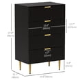 thumbnail image 3 of HOMCOM Commode à 4 Tiroirs pour Chambre Commode Poignées et Pieds Dorés, 3 of 10