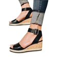 thumbnail image 3 of Retro Womens Fashion Open Toe Ankle   Platform Wedges Shoes Ladies Roman Sandals, 3 of 6