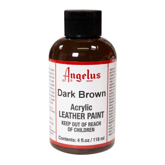 Angelus Peinture Acrylique pour Cuir 118 ml (4 Oz) Imperméable Peinture Flexible pour Espadrilles Chaussures Sacs Cuir Bricolage Artisanat, Brun Foncé