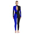 thumbnail image 2 of Kaerm Justaucorps de Gymnastique pour Femmes à Strass à Manches Longues Combinaison Intégrale Tenue de Danse Bleu P, 2 of 7