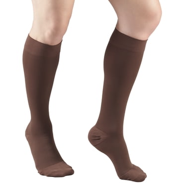 Truform 20-30 mmHg Compression Stockings for Men and Women, Knee High Length, Closed Toe, Brown, Medium (8865BN-M)