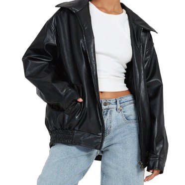 2025 Women's Autumn/Winter Solid Color Lightweight Jacket Women Plus Size Style Pu Jacket Plus Size Casual Jackets for Women for Fall