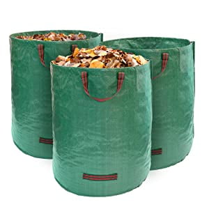 MEKKAPRO Lot de 3 Sacs de Jardin de 72 Gallons - Sacs Réutilisables pour Déchets de Cour, Sac pour Déchets de Pelouse et de Piscine, Sacs de Jardinage, Sac pour Feuilles Sacs de Pelouse