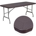thumbnail image 1 of 5.5-Foot Brown Rattan Plastic Folding Table, 1 of 4