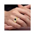 thumbnail image 2 of RYLOS Men's Rings Yellow Gold Plated Silver Rings Classic Designer  9X7MM Gemstone & Diamond Ring Sapphire September Birthstone Ring Size 9, 2 of 7