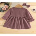 thumbnail image 3 of Tenues d'Automne 2 Pcs pour Filles Tout-Petits Robe Mignonne à Manches Longues Col en V avec Nœud pour Cheveux, 3 of 7