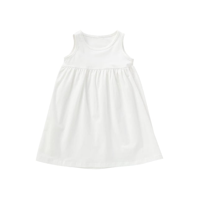 Robe Sans Manches pour Tout-Petites Filles, Tunique Unie, Robe Trapèze Évasée, Robe d'Été Fluide pour Enfants 1-8 Ans