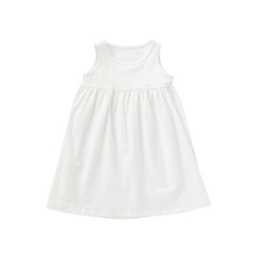 Toddler Girls Dress Sleeveless Solid Color Tunic A-Line Swing Dress Flowy Summer Sundress for Kids 1-8 Years