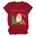 thumbnail image 1 of Fankiway T-Shirt Décontracté pour Femme à Col Rond et Manches Courtes avec Imprimé de Sapin de Noël, 1 of 6