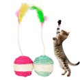 thumbnail image 1 of 2PCS Cat Sisal Ball Bite-resistant Fake Feather Cat Toy Kitten Ball Toy, 1 of 10