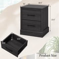 thumbnail image 3 of Costway 2 Drawer Nightstand Bedside Table Compact Sofa End Table Dark Grey Oak, 3 of 8