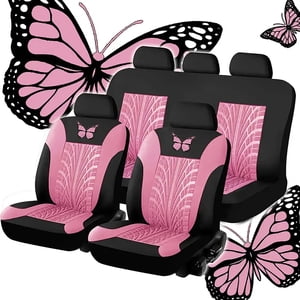 UsRHHA Couvertures de siège de voiture complet, brodé universel 5-Piece Protège-sièges auto, housses antidérapantes