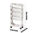 thumbnail image 3 of White Rolling Book Cart 5-Tier Desktop Organizer For School Office 29.9X14.5X6.1 Inches Portable Folding Storage Rack For Books Stationery Supplies Mobile Classroom Trolley With Wheels, 3 of 6