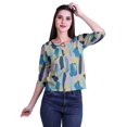 thumbnail image 1 of Moomaya Printed Keyhole Neck Ring Top Casual 3/4th Sleeve Tees Tank Tunic Top, 1 of 5