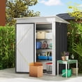thumbnail image 2 of Outsunny Remise de Rangement Extérieure Petite 5 X 3 Pi avec Tablette Ajustable Gris Foncé, 2 of 10
