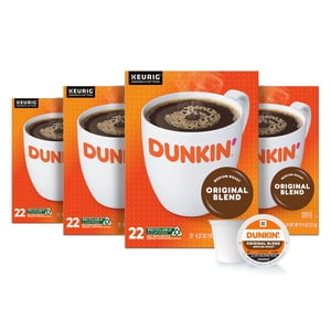 (4 pack) Dunkin’ Original Blend Medium Roast Coffee, Keurig K Cup Pods, 22 Count Box