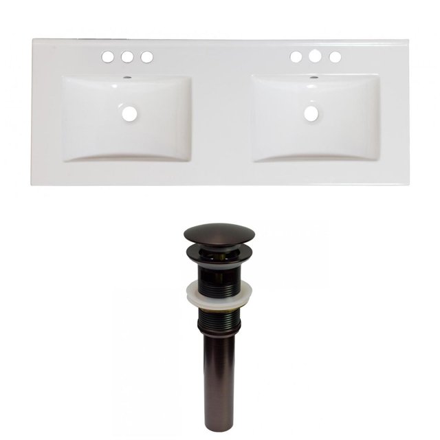 American Imaginations 59-in. W 3H4-in. Ceramic Top Set In White Color - Overflow Drain Incl. AI-31656