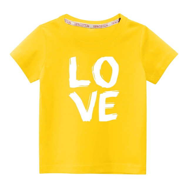 Penkiiy Tout-Petits Enfants Garçons Filles Mode Mignon Col Rond Imprimé Manches Courtes Haut 3-4 Ans Jaune