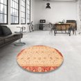thumbnail image 3 of Ahgly Company Tapis d'Intérieur Ronds Abstraits Orientaux Orange, 5 Pieds Rond, 3 of 6