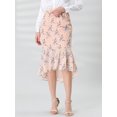 thumbnail image 2 of INSPIRE CHIC Women's Floral High-Low Elastic Waist Ruffle Hem Flowy Midi Chiffon Skirt, 2 of 6