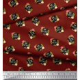 thumbnail image 3 of Soimoi Red polyester Crepe Fabric Floral & Be You Text Print Sewing Fabric BTY 42 Inch Wide, 3 of 5