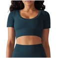 thumbnail image 1 of Besolor Womens Short Sleeve Cropped Workout Tops Round Neck Ribbed Knit Athletic Yoga Running Slim Fitted Gym Shirts, 1 of 6